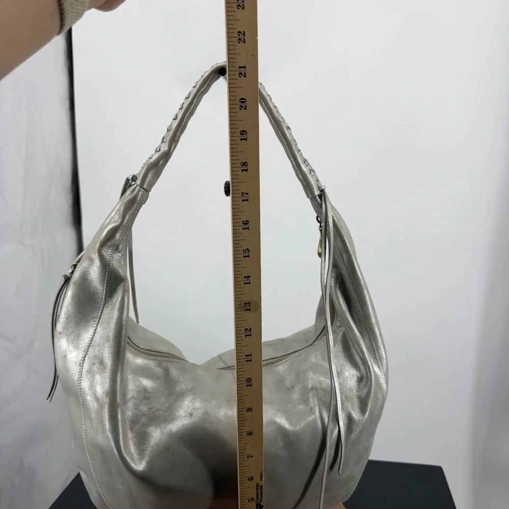 Hobo international Kindred silver metallic Leather Hobo‎ bag braided handle